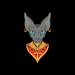 vector illustration of the cat sphinx.goddess of Egypt Bastet