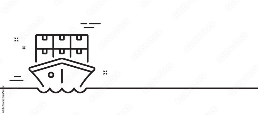 Poster shipment line icon. logistic ship service sign. delivery freight boxes symbol. minimal line illustra