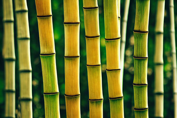 The Bamboo wall background ,3D illustration.
