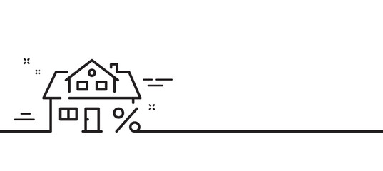 Mortgage line icon. Credit tax rate sign. Real estate percent symbol. Minimal line illustration background. Mortgage line icon pattern banner. White web template concept. Vector
