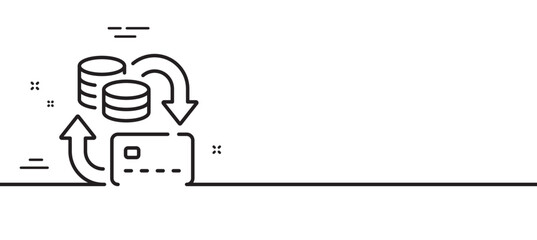 Money change line icon. Credit card sign. Bank payments symbol. Minimal line illustration background. Money change line icon pattern banner. White web template concept. Vector