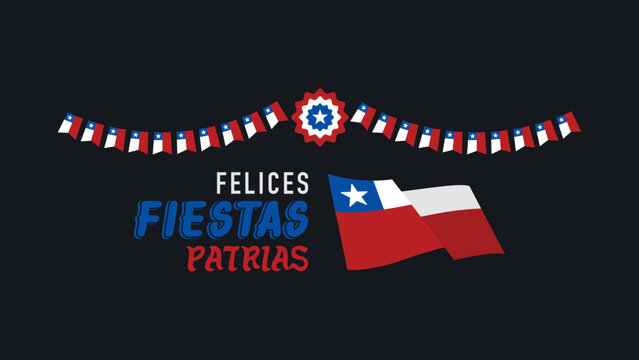 Design of Fiestas Patrias Chile 18 of Septiembre National Day on black background