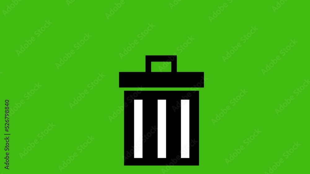 Poster loop animation of a trash can icon and a sheet of paper, in concept of deleting file from a pc. on a