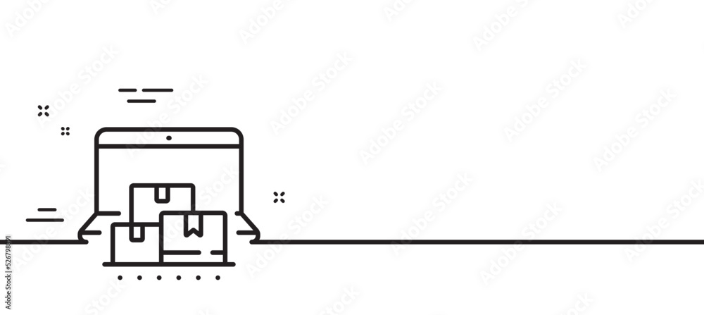 Poster online storage line icon. internet delivery sign. mobile device service symbol. minimal line illustr
