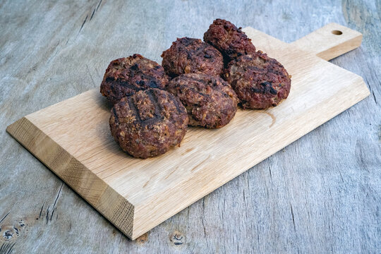 Ready To Eat - Grilled Venison Burger From A Charcoal Grill