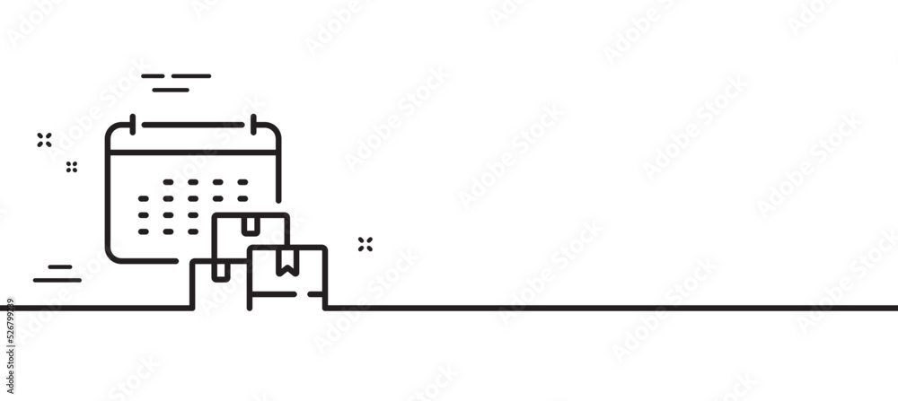 Poster delivery calendar line icon. parcel logistic date sign. express service symbol. minimal line illustr