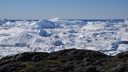 Icebergs jamming into each other at Ilulissat Greenland