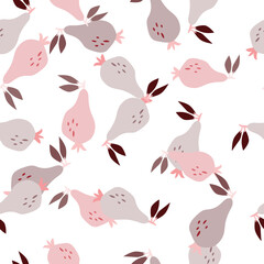 Hand drawn pears seamless pattern. Fruits botanical backdrop.