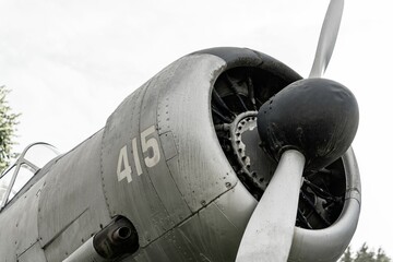 Closeup shot of an old fighting plane