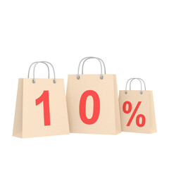 3D ten percent off. 10% off. Sale banner decoration.