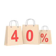 3D forty percent off. 40% off. Sale banner decoration.