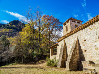 Fototapeta na wymiar Sant Miquel del Corb ermitage in Garrotxa region,, Catalonia, Spain