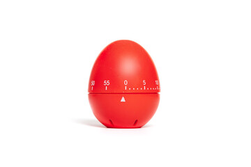 Red timer in the form of an egg on a white background....
