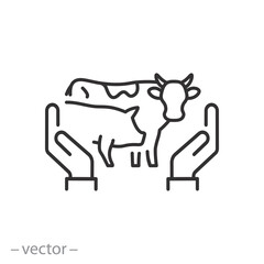 livestock protection icon, save farm animal, vet help, thin line web symbol on white background - editable stroke vector illustration eps10