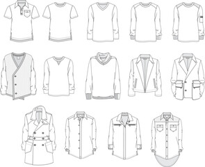 Men´s clothes set design. Modern tops collection for the fashion industry. © Itamara