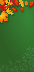 Autumn illustration Vertical Green Background