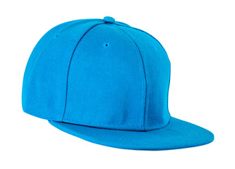 Closeup of the fashion light blue cap isolated on white background.