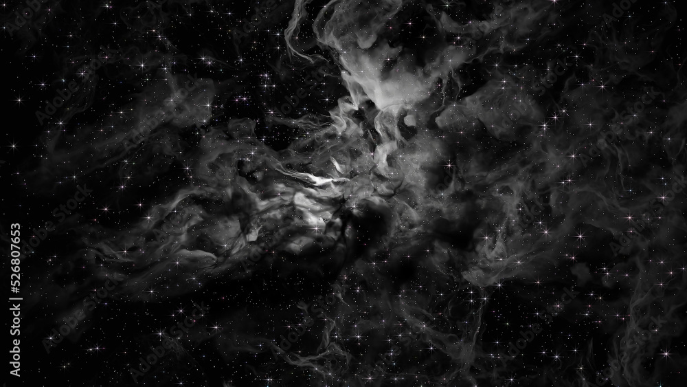 Wall mural white 3d render space galaxy cloud cosmos realistic illustration background