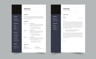 Elegant resume template, Minimalist Resume and Cover Letter Set