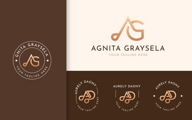 Luxury letter a and g monogram style logo design