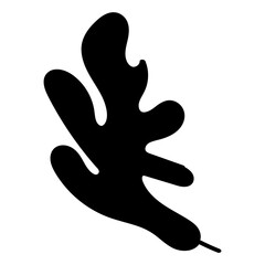 Black silhouette of a flower leaf. Vector isolated element on a white background. A hand-drawn plant.