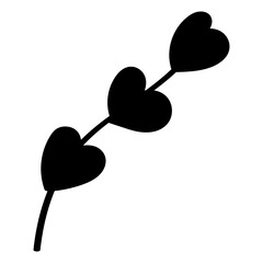 Black silhouette of a flower branch and a tree. Vector isolated element on a white background. A hand-drawn plant.