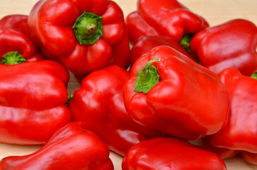 group of objects heap of paprika red bell pepper close up