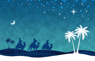 Blue Christmas Nativity scene background