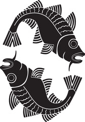 two fishes vector design handmade silhouette