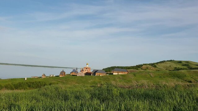 old Russian orthodox church on the bank of the Volga river