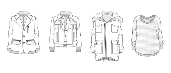 Set of men's clothes. Tops sketch for the fashion industry.
