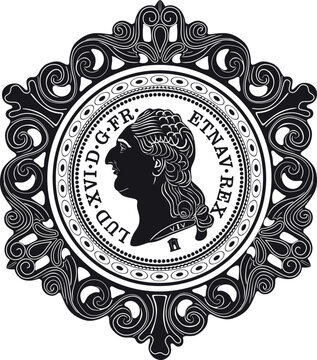 recommend clip art: franc gold coin with floral frame handmade silhouette vector