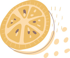 Branches with fruits and flowers of orange, pomegranate, lemon, peach in the night garden