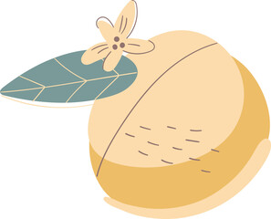 Branches with fruits and flowers of orange, pomegranate, lemon, peach in the night garden