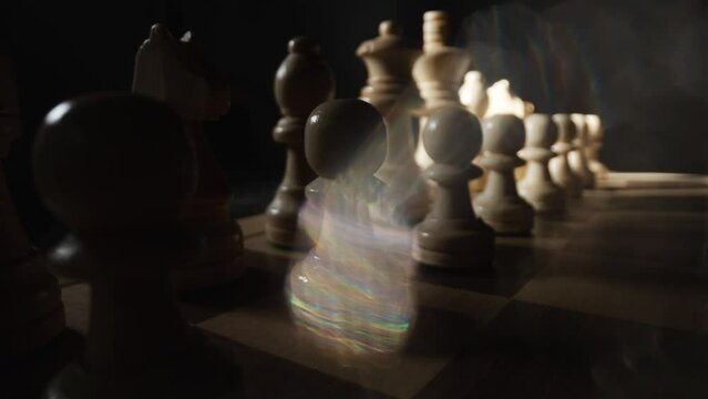 Macro shot of chess board with shadow