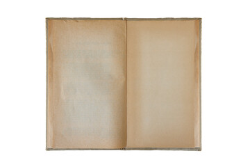 Antique book unfolded showing textured pages.
