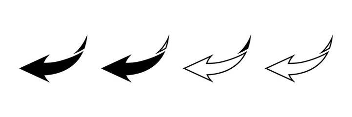 Fototapeta na wymiar Arrow icon set. Colored arrow symbols. Arrow of different types. Arrow isolated vector graphic elements.