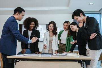 Group of professional business people are working and brainstorming discussed about work in...