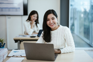 Group of professional business people are working and brainstorming discussed about work in conference room within office space.