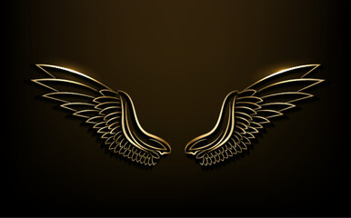 3d wings gold logo vector