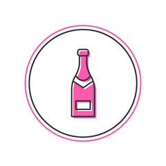 Filled outline Champagne bottle icon isolated on white background. Vector