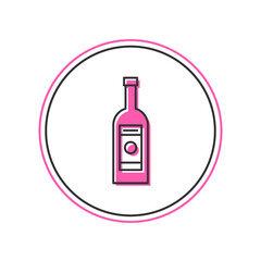 Filled outline Glass bottle of vodka icon isolated on white background. Vector