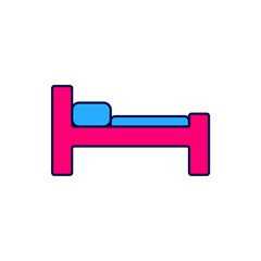 Filled outline Bed icon isolated on white background. Vector