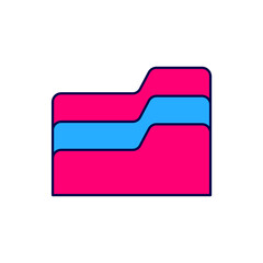 Filled outline Document folder icon isolated on white background. Accounting binder symbol. Bookkeeping management. Vector