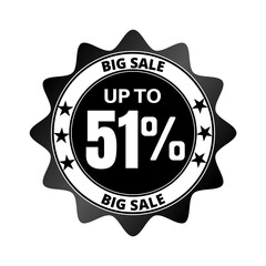 51% big sale discount all styles of sale in stores and online, special offer,(Black Friday) voucher number tag vector illustration. Fifty-one