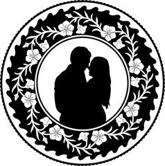 couple in love vector design with floral frame