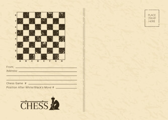 Correspondence chess game postcard. Postal chess game vintage card