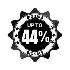 44% big sale discount all styles of sale in stores and online, special offer,(Black Friday) voucher number tag vector illustration. Forty-four 