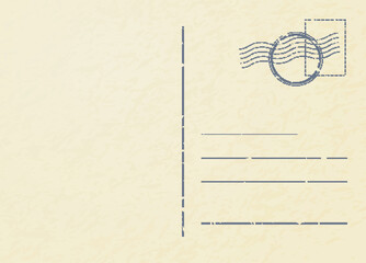 Vintage postcard template. Travel post card back