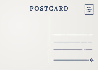 Postcard template. Design of blank travel post card back